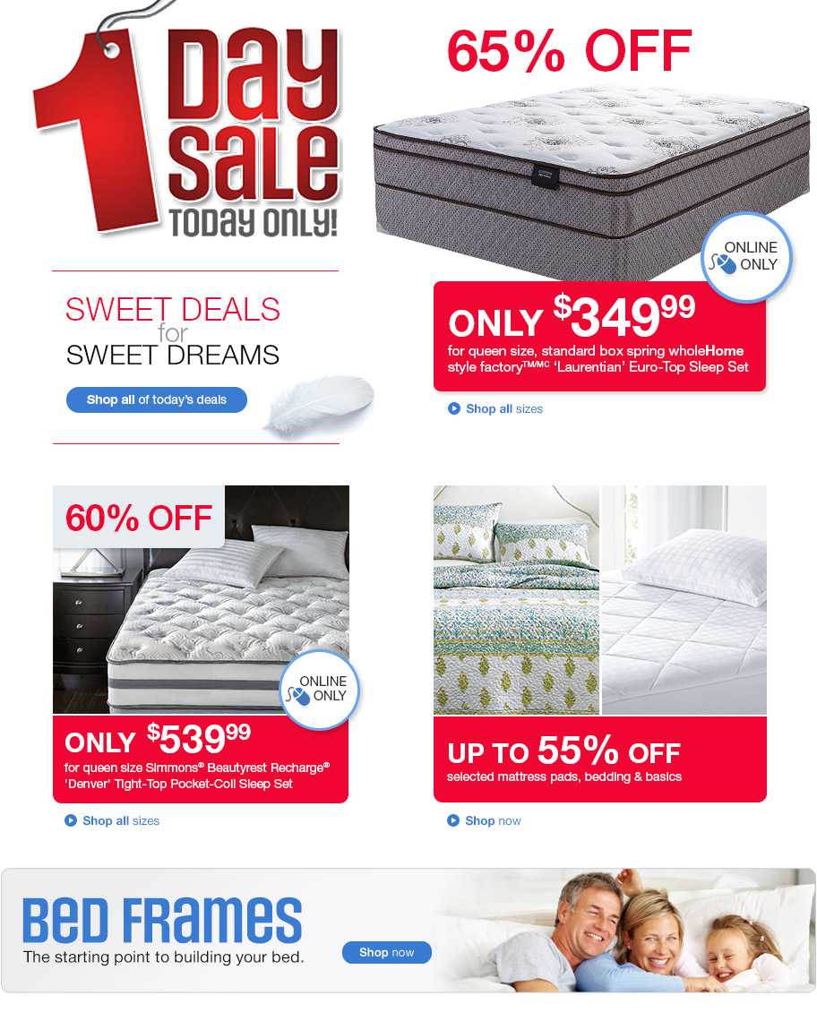 Sears Canada 1 Day Sale Online Save up to 65 Off Select Mattresses Today Only Canadian