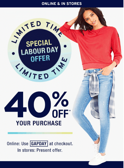 Gap Canada Special Labour Day Offers: Get 40% Off Your Purchase With ...