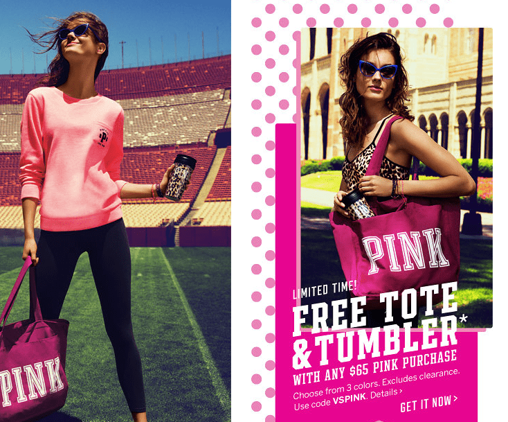 Victoria's Secret Canada Promotions FREE Tote with Any 65 Pink