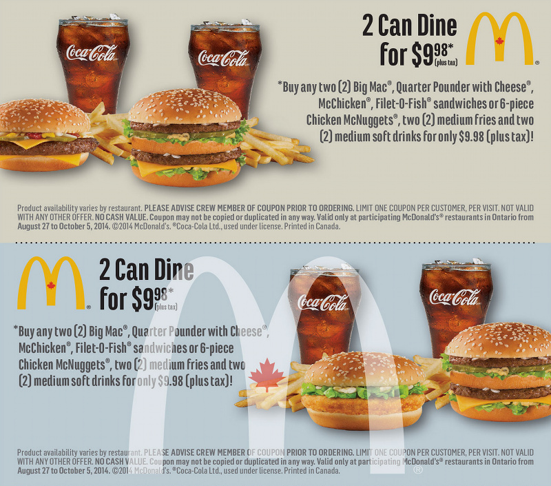 McDonald's Canada Printable Coupons New Coupons for Ontario Added