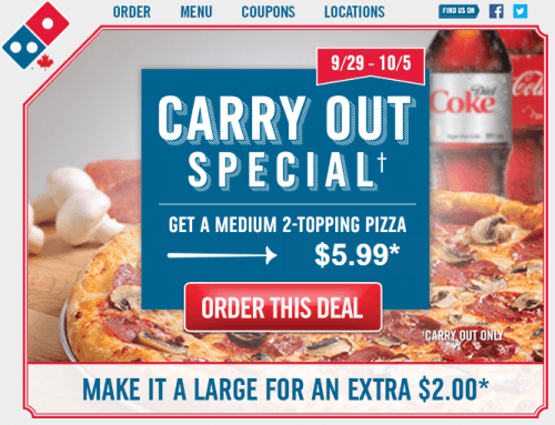 dominos deal 2 topping medium pickup