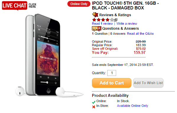 The Source Canada Hot Deal: iPod Touch 5th Generation 16GB Black