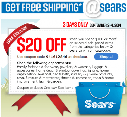 Sears Ca Canada Online Promo Code Save 20 Off When You Spend