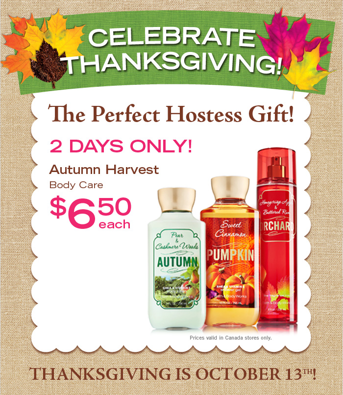 Bath & Body Works Canada Thanksgiving Offers Get the Autumn Harvest