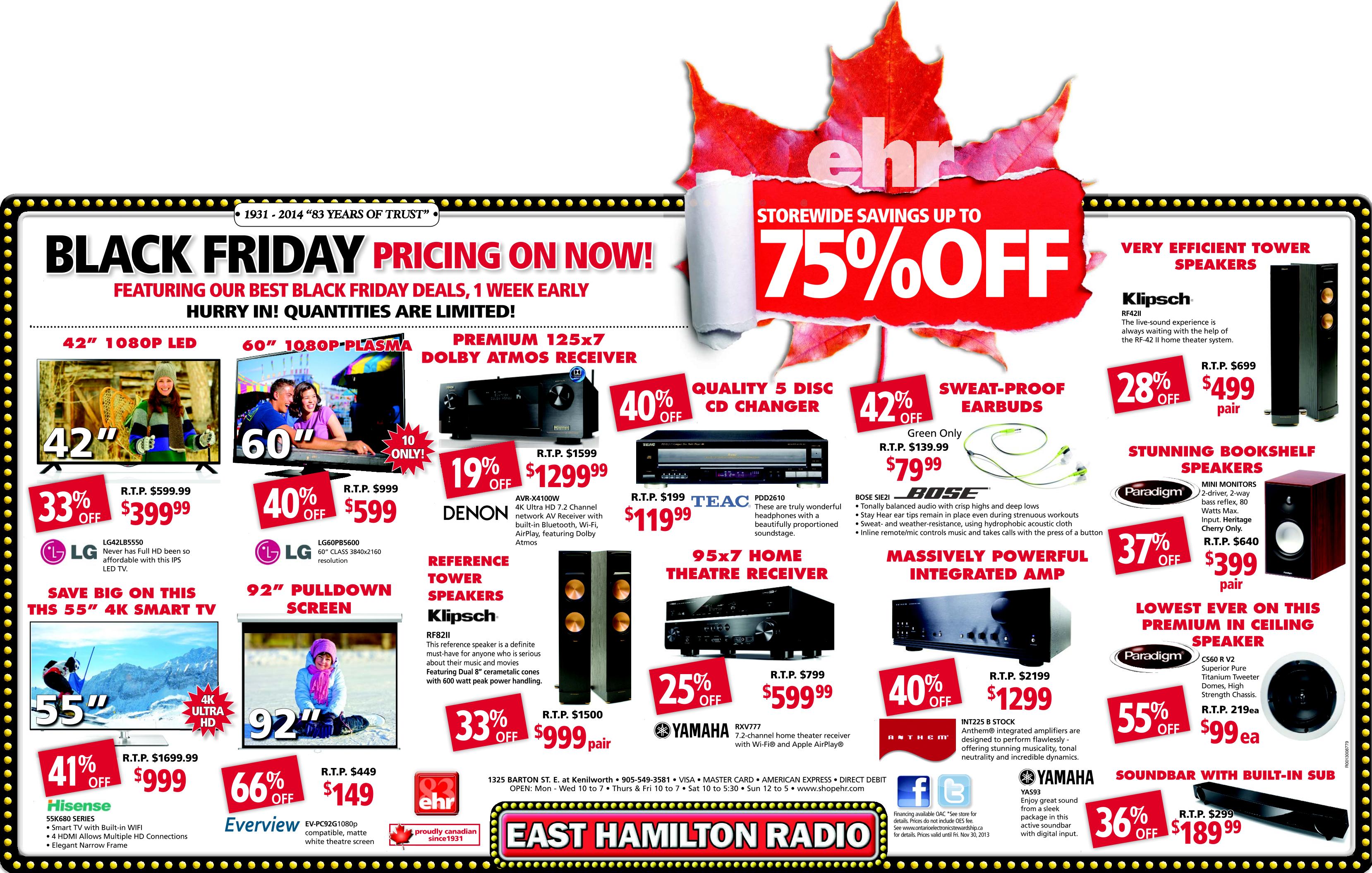 East Hamilton Radio Black Friday Canada 2014 Flyer Sales and Deals: Storewide Savings of Up To ...