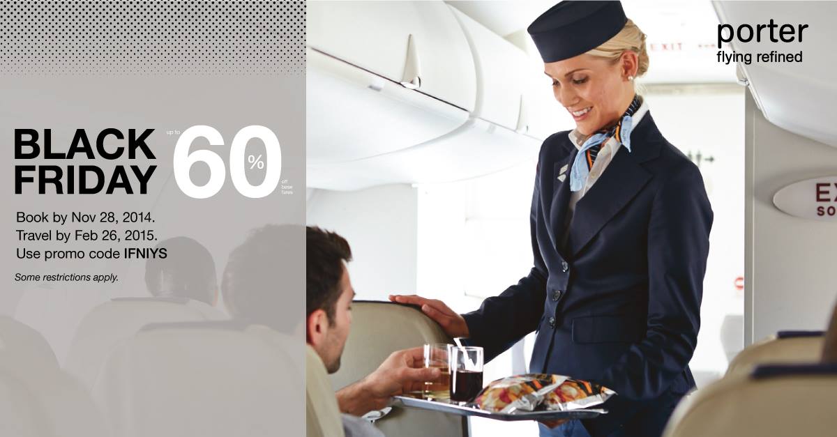 Porter Airlines Black Friday 2014 Sale Up to 60 off Base Ticket Fares