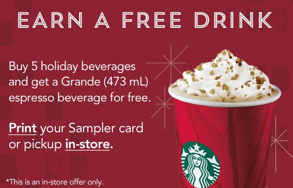 Starbucks Canada Promotion Buy 5 Holiday Beverages and