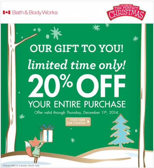 Bath & Body Works Canada Coupons Get 20 Off Your Entire Purchase
