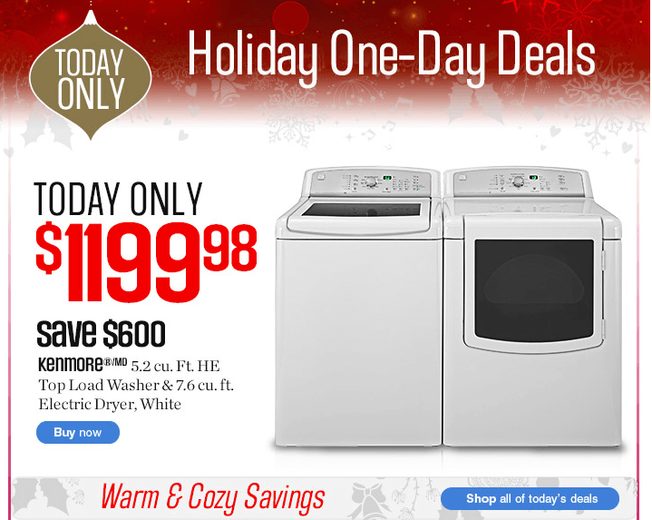 Sears Canada OneDay Sale Offers Save 600 on the Kenmore HE Top Load