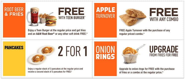 A&W Canada Printable Coupons Get Free Items With Select Purchases and