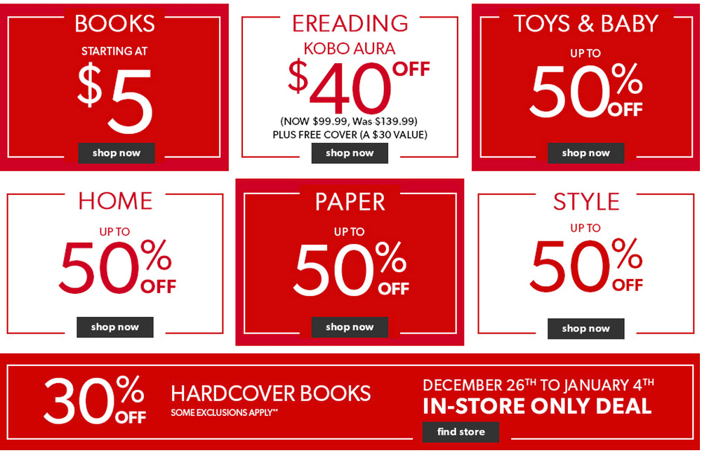 Chapters Indigo Boxing Day / Boxing Week Sales & Deals 2014 *LIVE ...