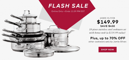 The Hudson's Bay Deals: Jamie Oliver by T-Fal 11 Piece Stainless Steel  Copper Cookware on Sale Only $279.99! - Canadian Freebies, Coupons, Deals,  Bargains, Flyers, Contests Canada Canadian Freebies, Coupons, Deals,  Bargains