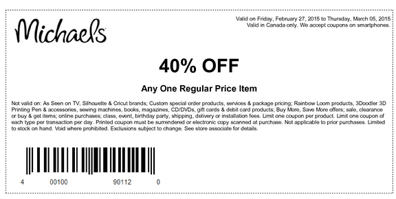 Michaels Canada Coupons: 40% OFF One Regular Priced Item, 55% Off ...