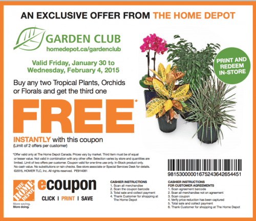 home depot garden coupon!