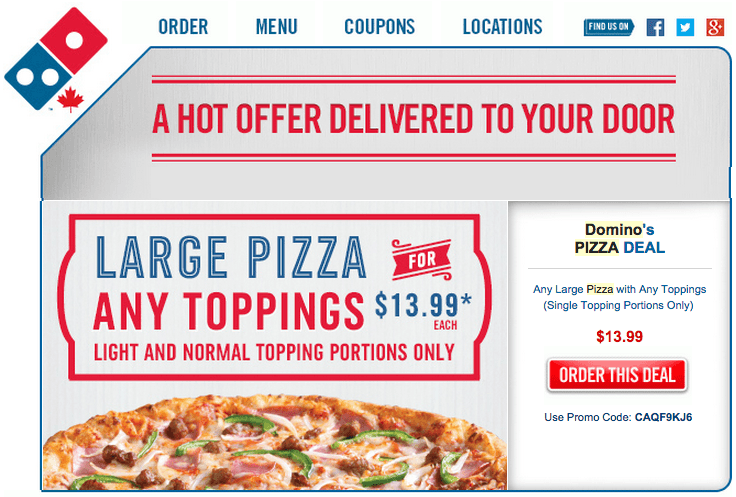 dominos toppings canada