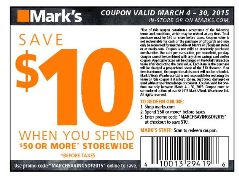 Mark's Work Wearhouse Canada Sale and Coupon Buy 1, Get 1 FREE in the Men's and Women's