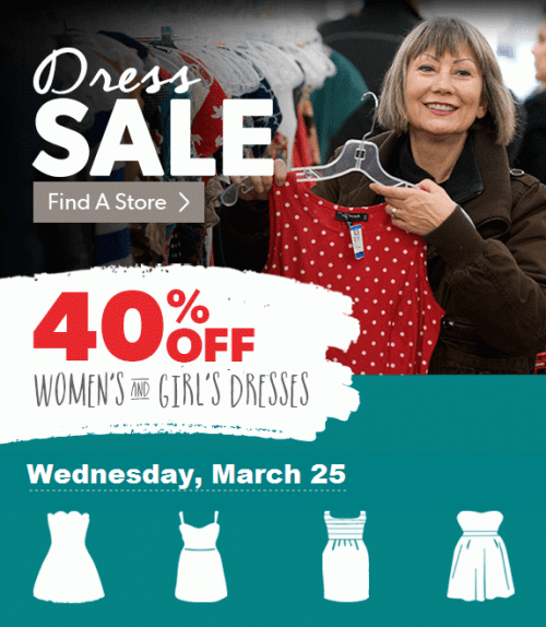 Value Village Canada Save 40 on Dresses on Wednesday 25 March
