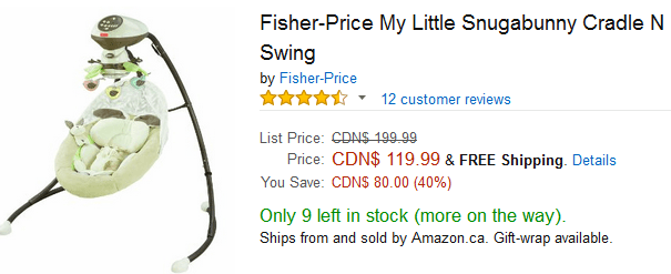 fisher price snugabunny swing canada