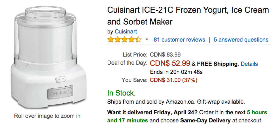 frozen yogurt maker canada