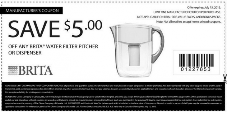 Brita Canada Coupon Save 5 Off on Any Brita Water Filter Pitcher or