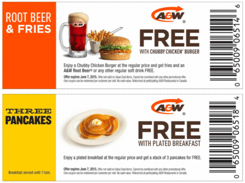 A&w coupons deals