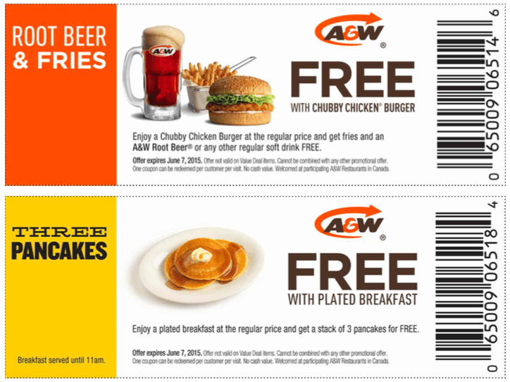 A&W Canada Printable Coupons FREE Root Beer and Fries Plus More Coupon