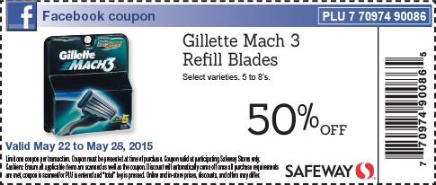 Safeway Canada Facebook Coupon: Save 50% On Gillette Mach 3 Refill