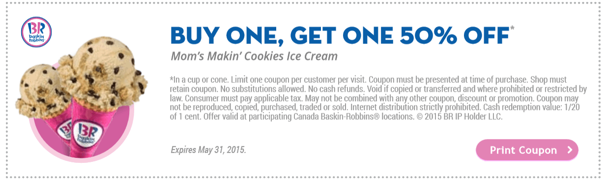 baskin robbins canada coupons buy      moms makin