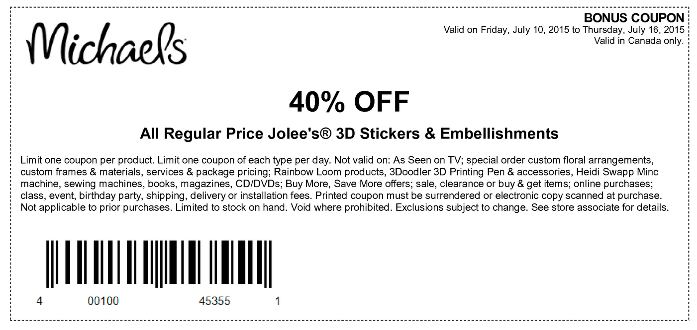 Michaels Arts and Crafts Canada Coupons Save 25 Off Your Entire