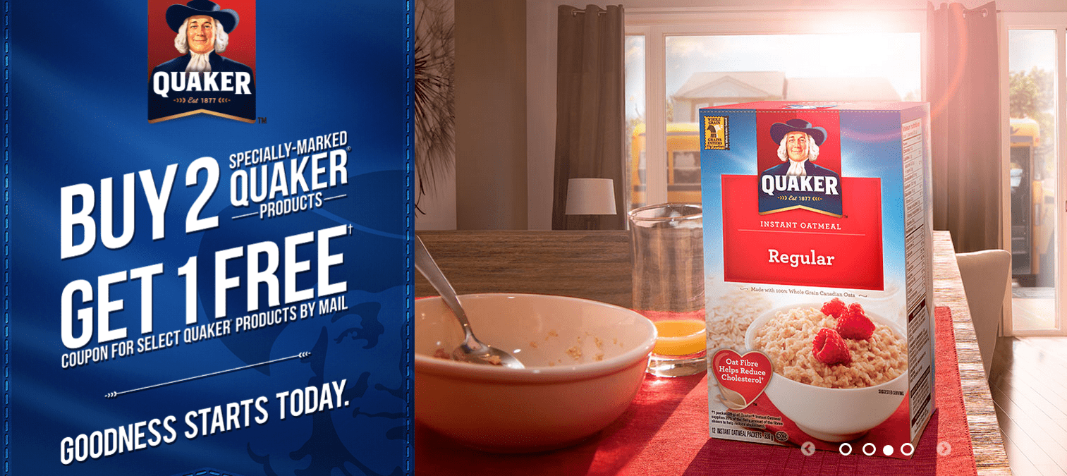 Quaker Canada Rebate Coupon Offers Buy 2 Get 1 FREE Quaker Products 
