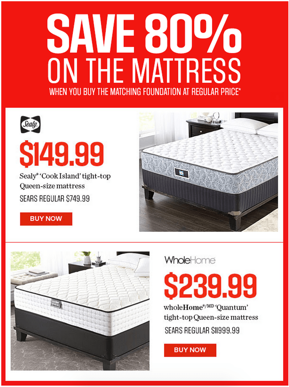 Sears Canada Offers: Save 80% On Selected Mattresses By ...