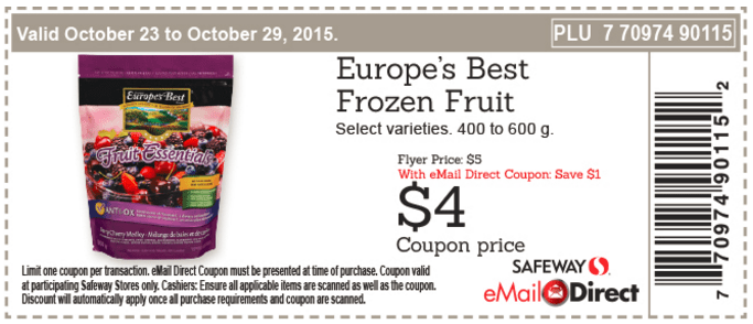 Safeway Canada Printable Coupons 4 for Europe’s Best