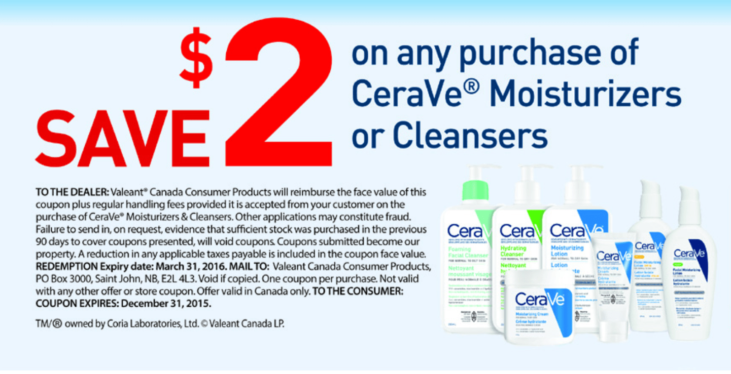 CeraVe Canada Coupons Save 2 Off Your Purchase of CeraVe Moisturizers