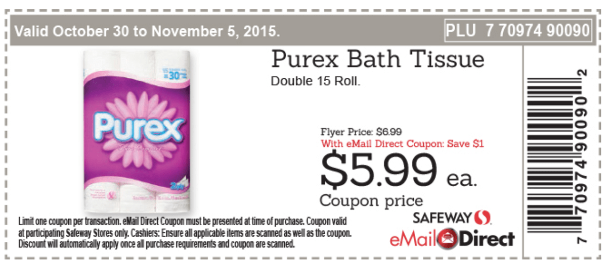 Safeway Canada Printable Coupons 5.99 for Purex Bathroom Tissue