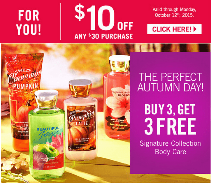 Bath & Body Works Canada Coupon & Deals: Save $10 Off Any $30 Purchase