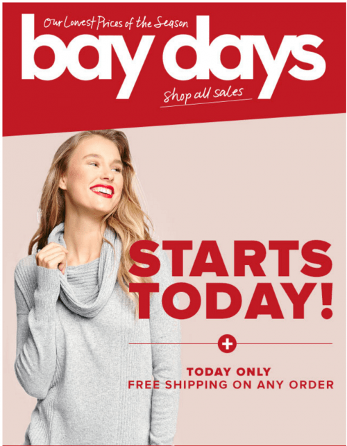 Hudson's Bay Canada Bay Days FREE Shipping On All Online Orders Today