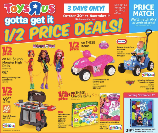 Toys R Us Canada Sale HalfPrice Toys Deals Until November 1st