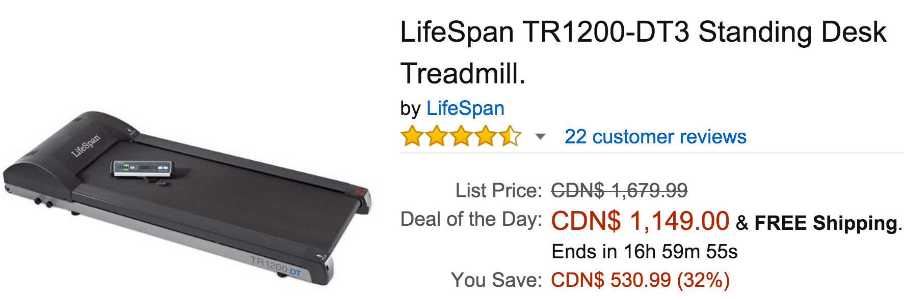 Amazon Canada Deals Of The Day Save 32 On Lifespan Tr1200 Dt3