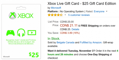 xbox live gift card canada