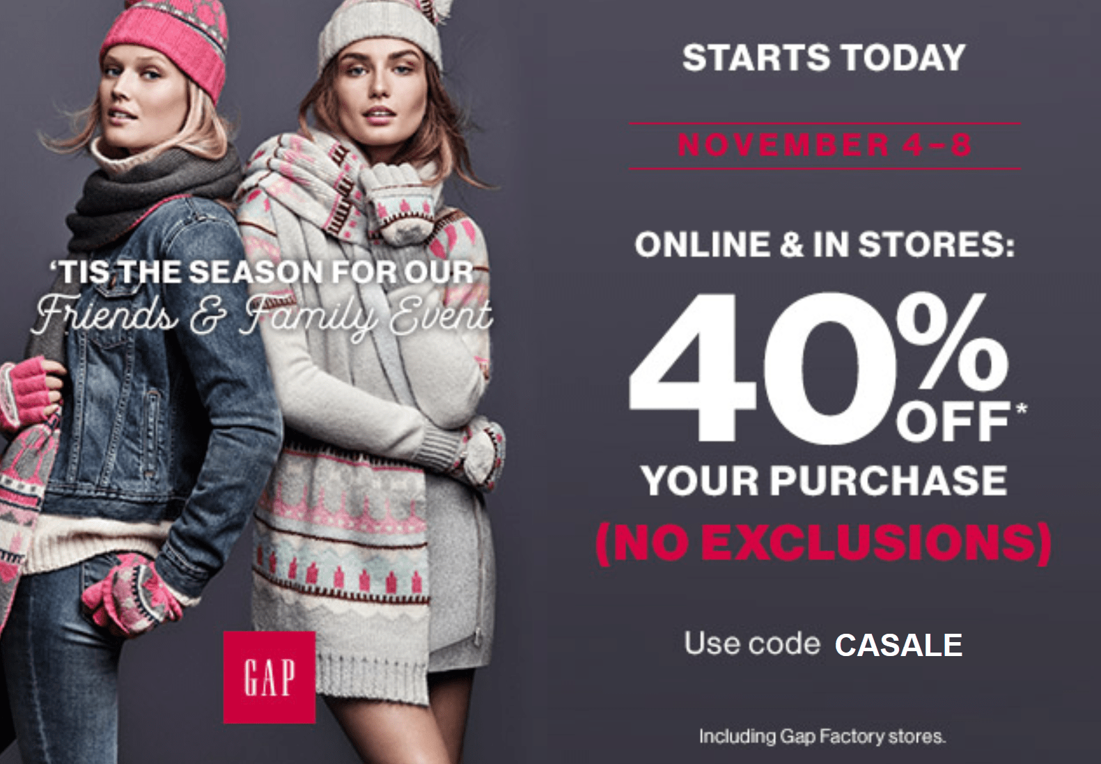 Gap Canada Friends & Family Promo Code Sale Save 40 Off Your Purchase