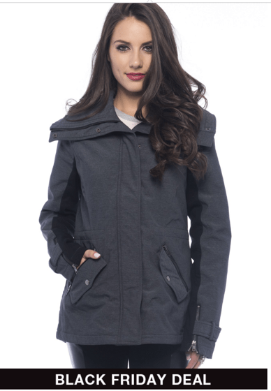 Nylon jacket with ribbed sleeves at Suzy Sheir Canada