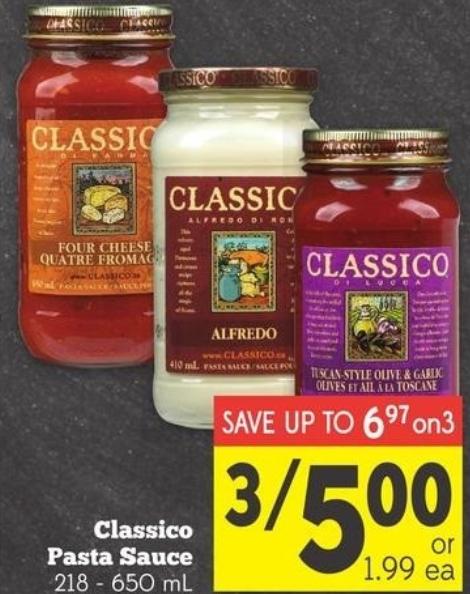 Sobeys Ontario Classico Pasta Sauce 67 Cents Each After Coupon 