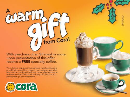 Cora Canada Free Coffee promotion