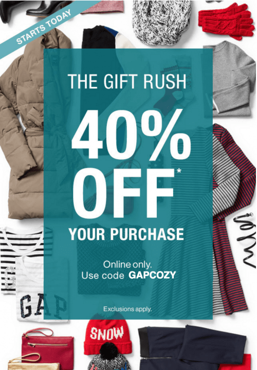 Gap Canada Holiday Online Offers Save 40 Off Your Purchase with