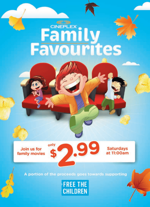 Saturday mornings Cineplex Family Favourites Offers