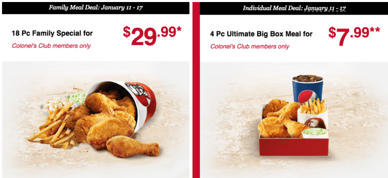 KFC Canada Colonel’s Club Weekly Deals: Family Meal Deal: 18 Pc Family ...