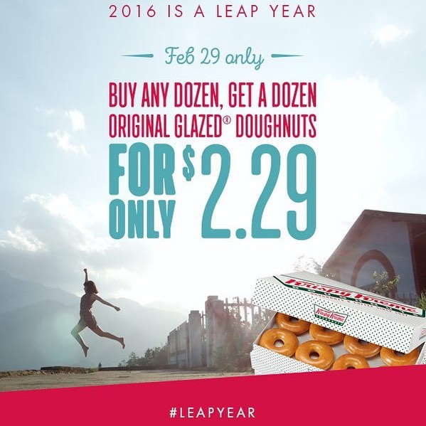 Krispy Kreme Canada Leap Day Offer Buy Any Dozen, Get a Dozen Original