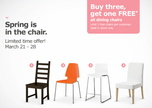 Ikea Canada Sale Buy 3 Dining Chairs And Get The 4th Dining Chair Free Canadian Freebies Coupons Deals Bargains Flyers Contests Canada