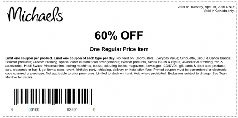 Michaels Canada Coupon: Save 60% off One Regular Price Item! Today Only ...