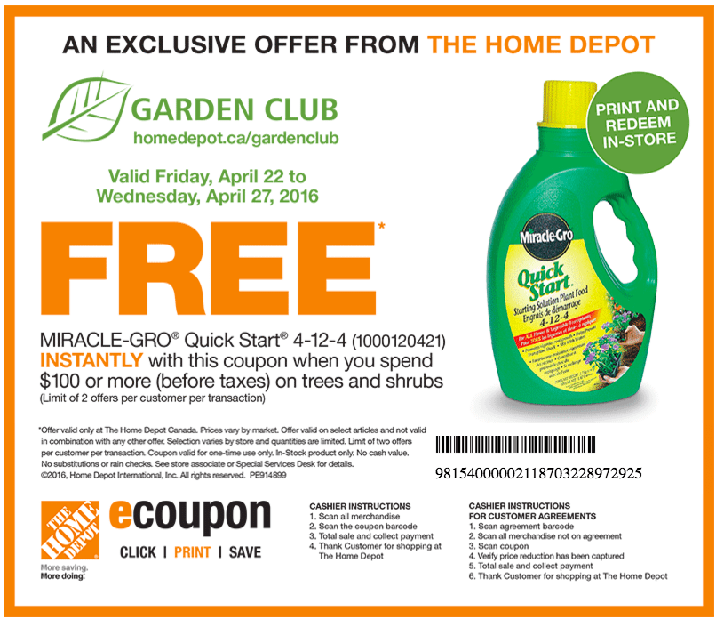 The Home Depot Garden Club Printable Coupons